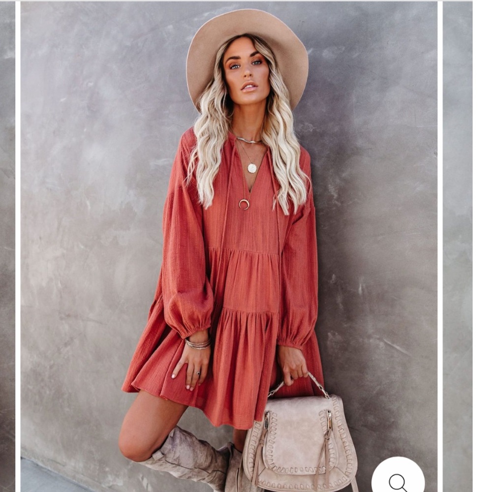 🧡Babydoll rust dress